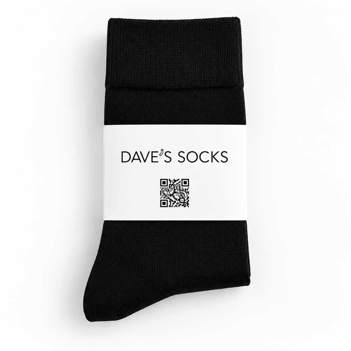 Onyx black business socks with Dave's Socks paper band