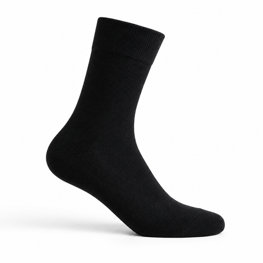 Onyx black bamboo and COOLMAX business sock, side view